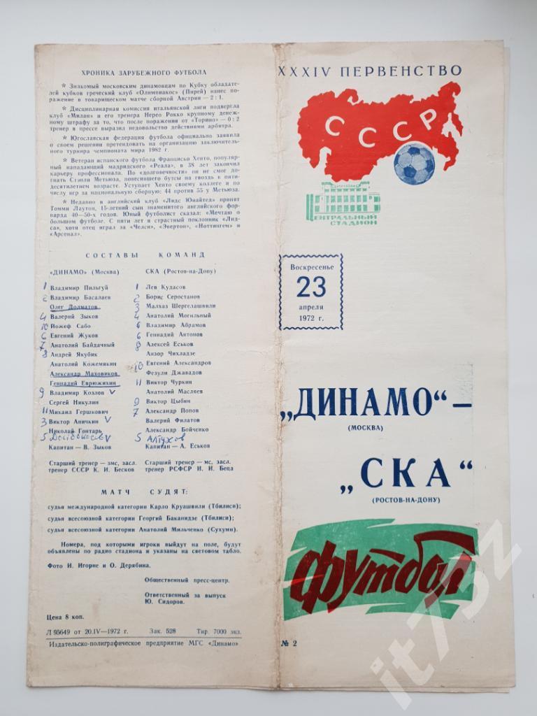 Динамо Москва - СКА Ростов-на-Дону 1972