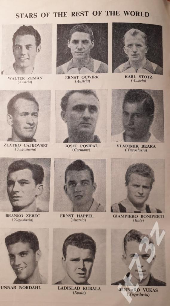 АКЦИЯ!!!Уэмбли. сборная Англия - сборная Мира (состав на 2 фото) 21 октября 1953 1