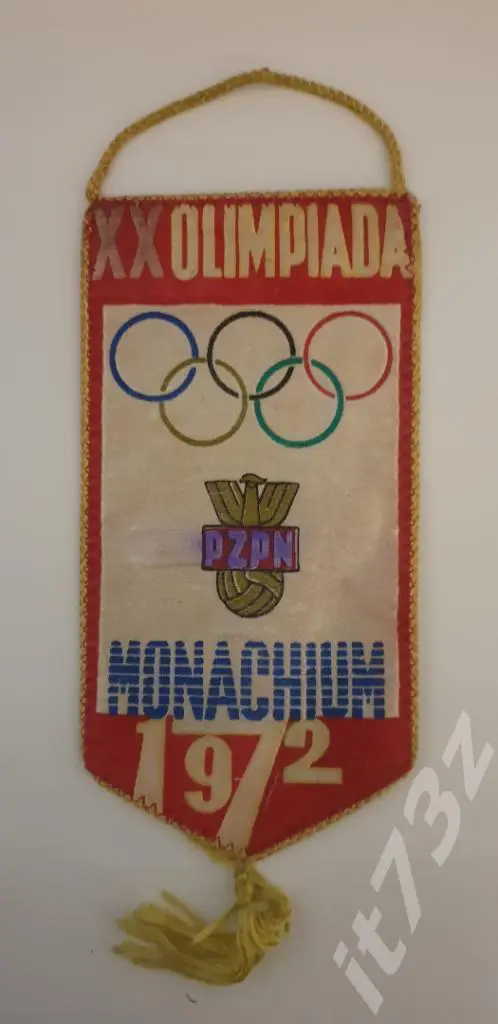 Вымпел Сборная Польши на Олимпиаде 1972 в Мюнхене (двухсторонний с результатами)