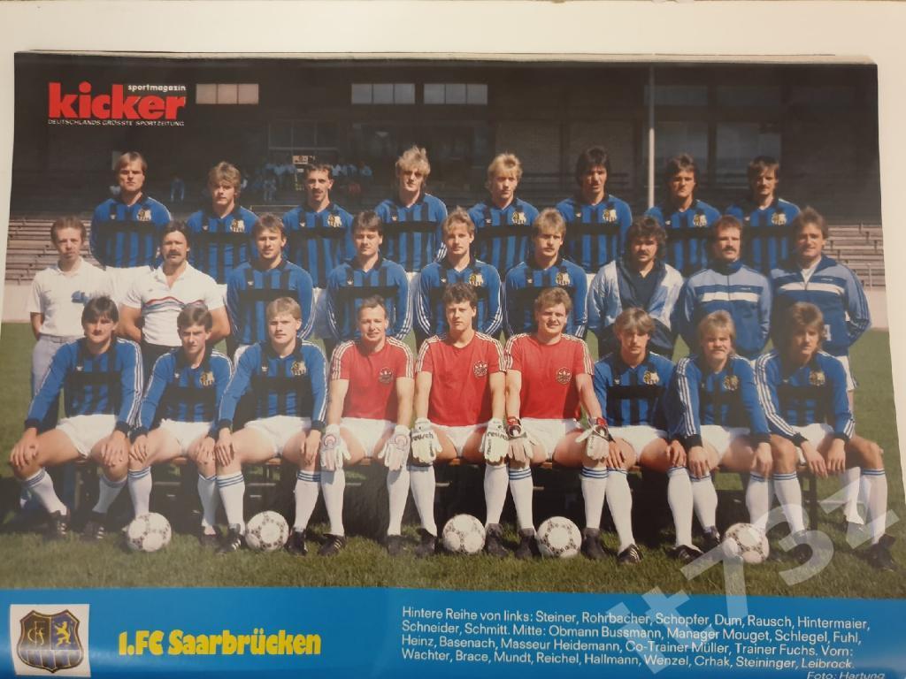 Постер. FC Saarbrucken/Саарбрюккен Германия 1987/88 (Kicker,формат А4)