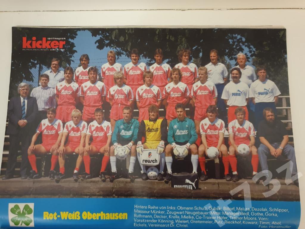 Постер. Rot-Weiss Oberhausen/Оберхаузен Германия 1987/88 (Kicker,формат А4)