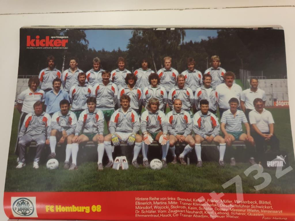 Постер. FC 08 Homburg/Хомбург Германия 1987/88 (Kicker,формат А4)