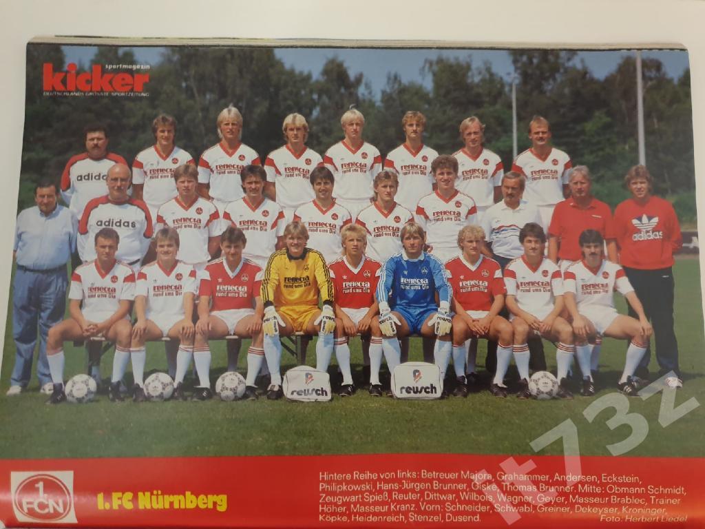 Постер. Nurnberg/Нюрнберг Германия 1987/88 (Kicker,формат А4)