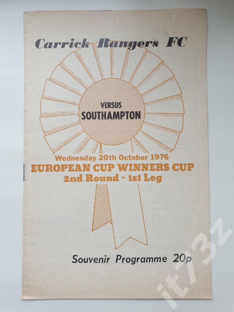 Каррик Рейнджерс Северная Ирландия - Саутгемптон Англия 1976 Кубок Кубков