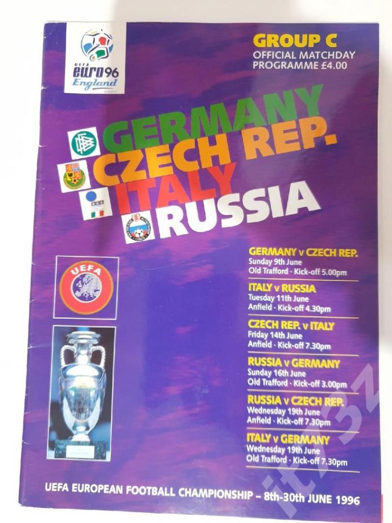 Англия. Чемпионат Европы 1996 Официальная на группу Германия Чехия Италия Россия