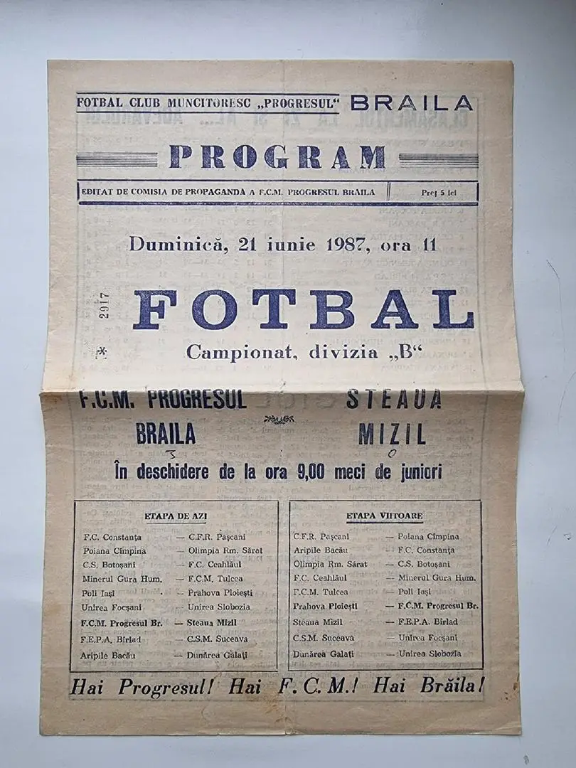 Прогресул Браил Румыния - Стяуа Мизил Румыния 1987