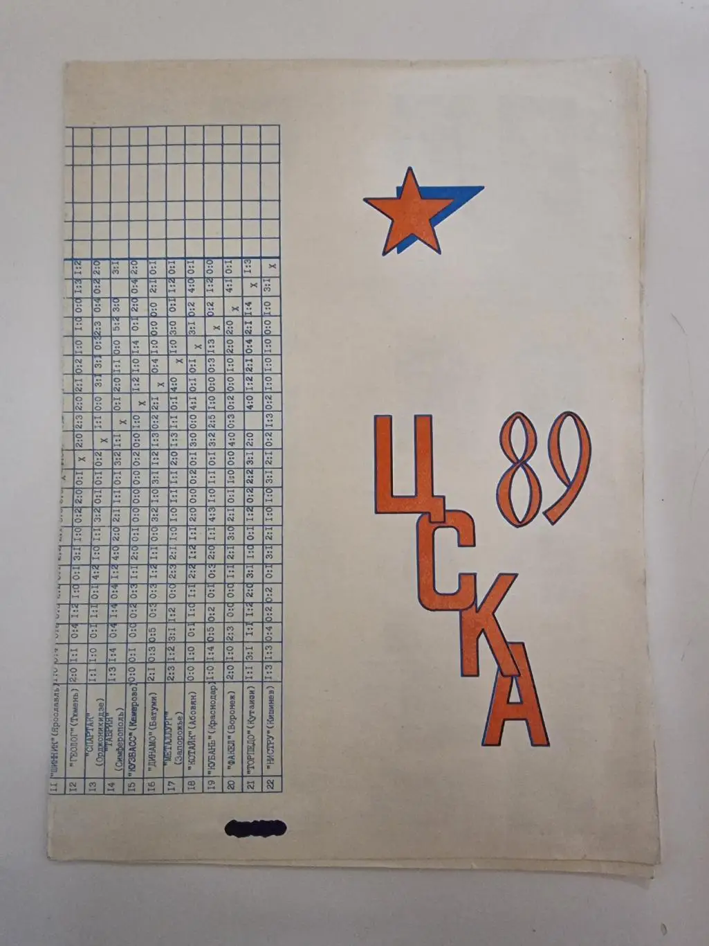 Футбол. Фото-буклет ЦСКА Москва 1989 (Формат А4)