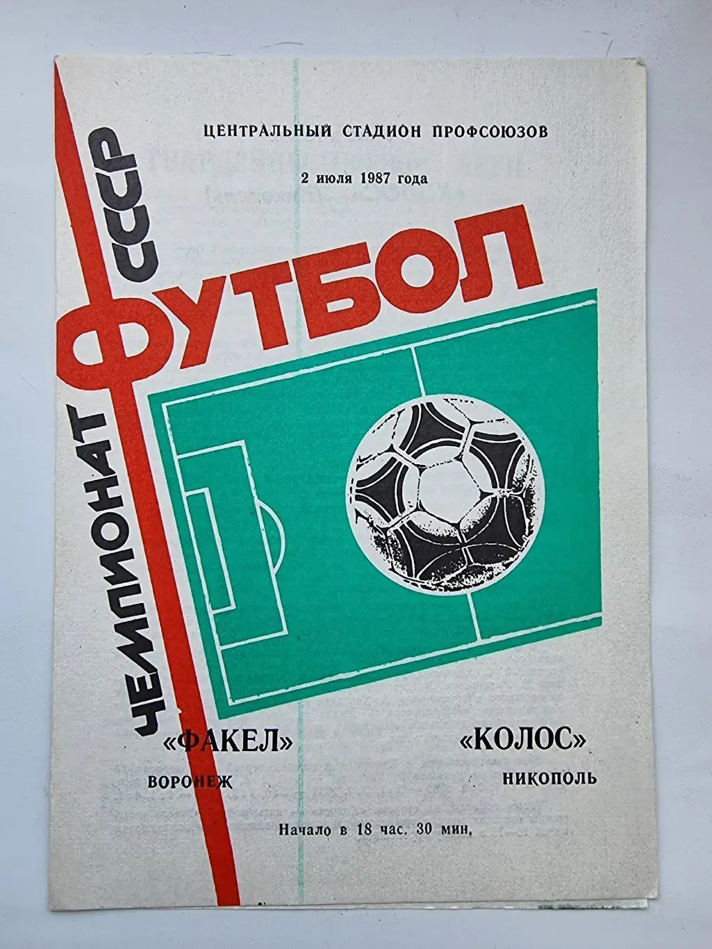 Факел Воронеж - Колос Никополь 1987