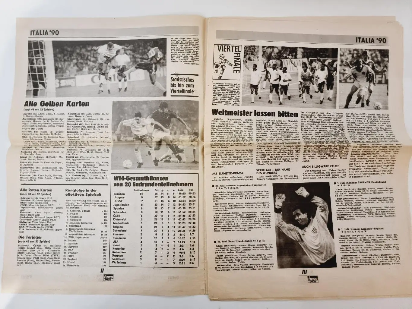 Футбол. FUWO 1990 Чемпионат Мира Италия Итоги (Формат А3, 16 страниц) см. фото 1