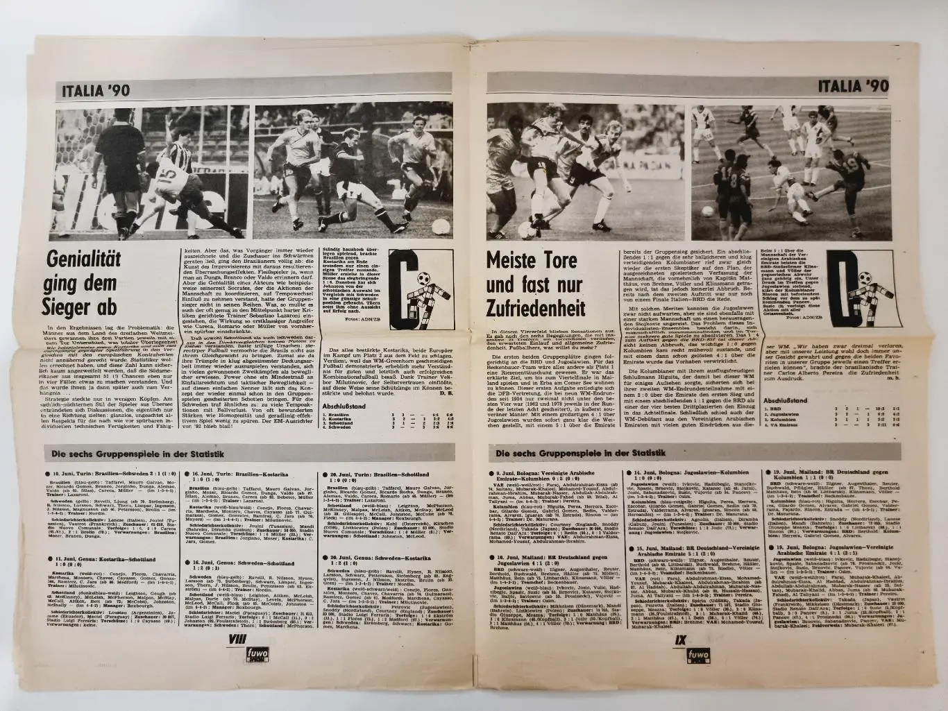 Футбол. FUWO 1990 Чемпионат Мира Италия Итоги (Формат А3, 16 страниц) см. фото 4