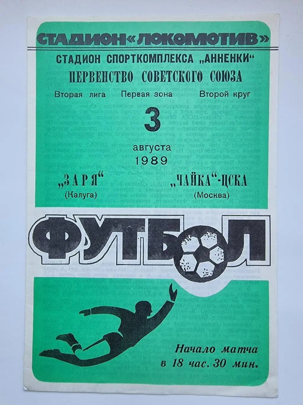 Заря Калуга - Чайка-ЦСКА Москва 1989