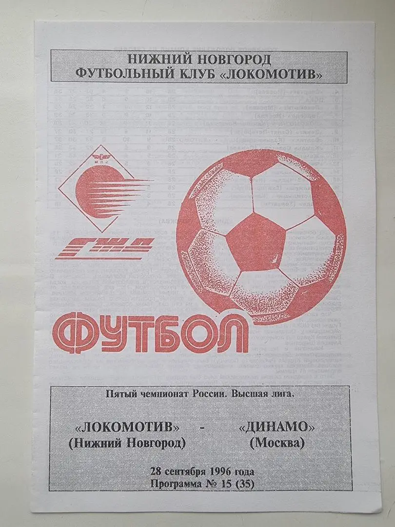 Локомотив Нижний Новгород - Динамо Москва 1996