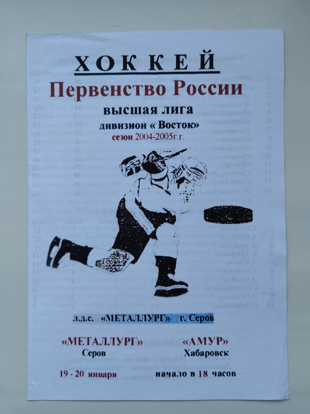 Металлург Серов - Амур Хабаровск 19/20 января 2005