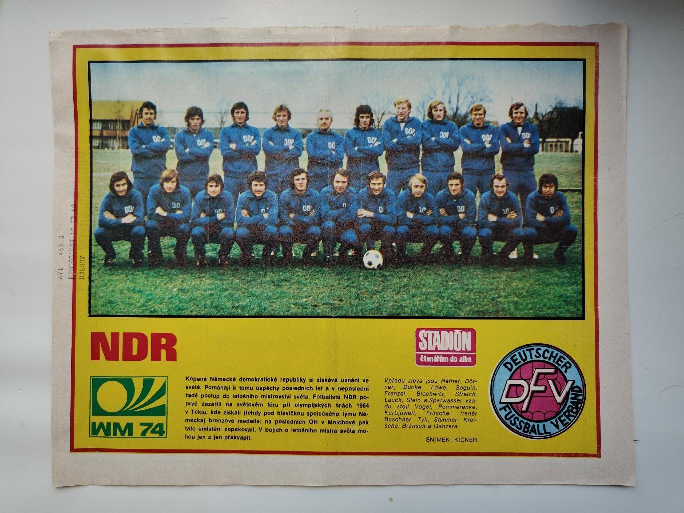 Постер. Сборная ГДР/Германия 1974 ЧМ (журнал Стадион/Stadion Чехословакия)