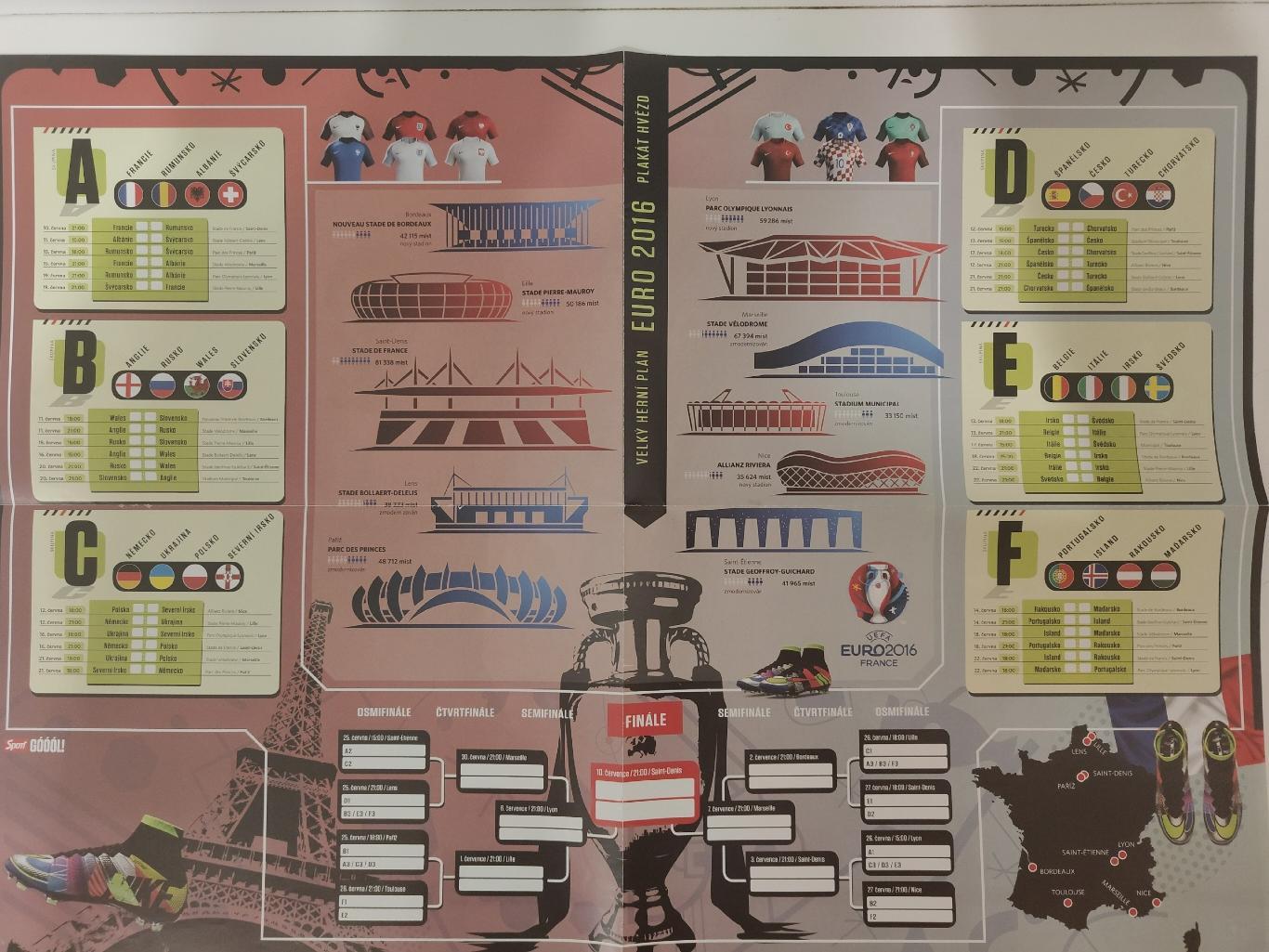 Постер. Календарь Евро 2016 (Sport GOOOL! А2)