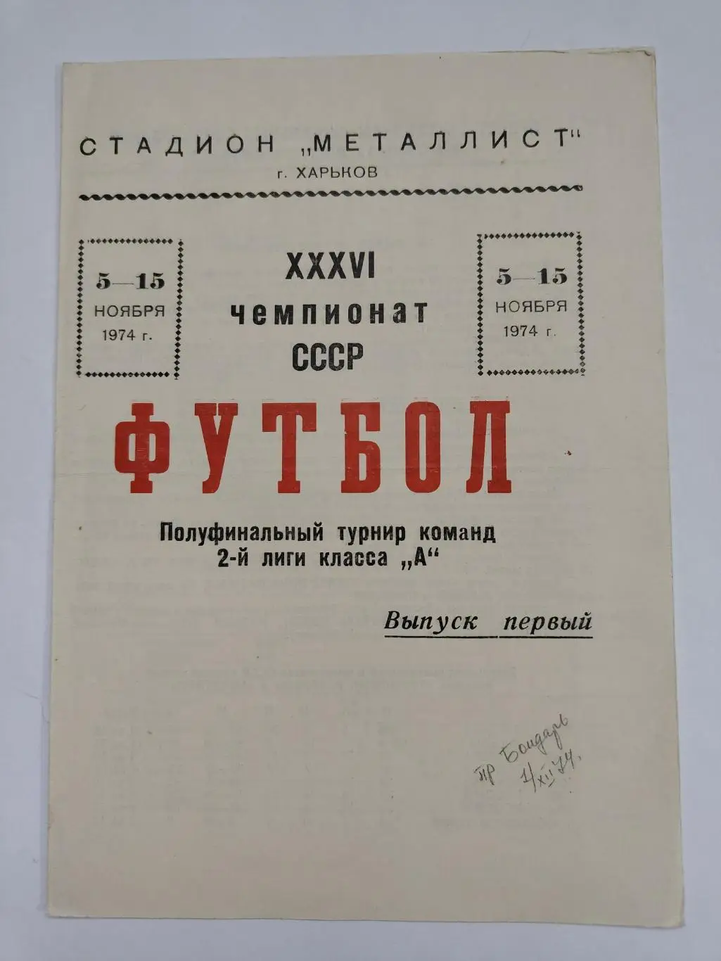 Металлист Харьков - Авангард Курск 1974 Полуфинальный турнир команд 2-й лиги
