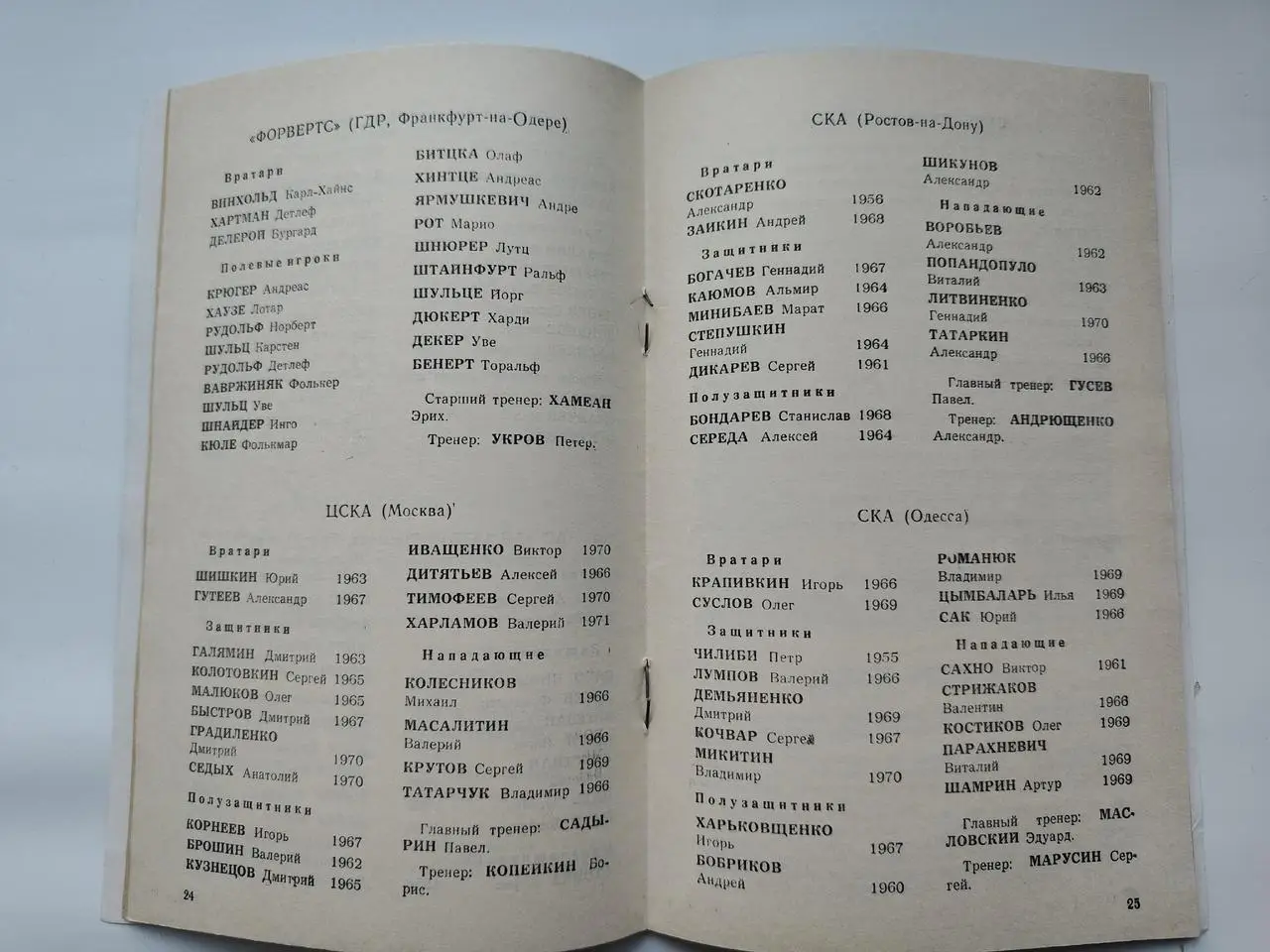 Москва. Турнир Красная Звезда 1989 ЦСКА СКА Ростов-на-Дону СКА Одесса (на фото) 1