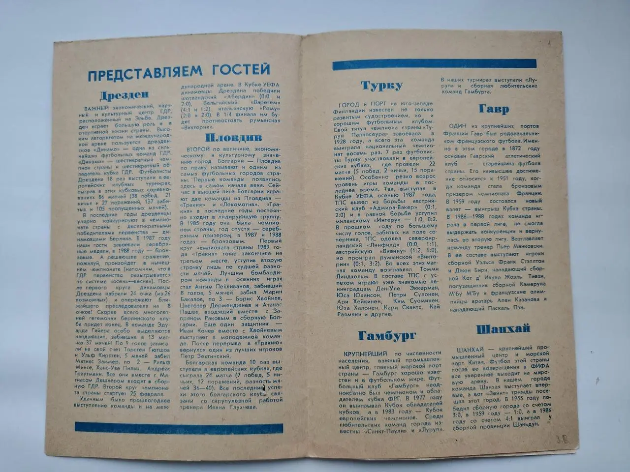 Турнир городов-побратимов 1989 Зенит Ленинград Гамбург Шанхай Дрезден Пловдив... 2