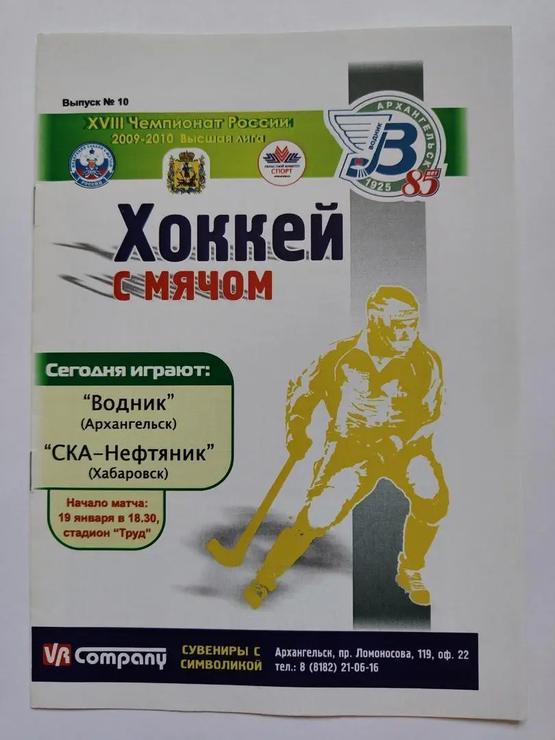 Хоккей с мячом. Водник Архангельск - СКА-Нефтяник Хабароск 19 января 2010