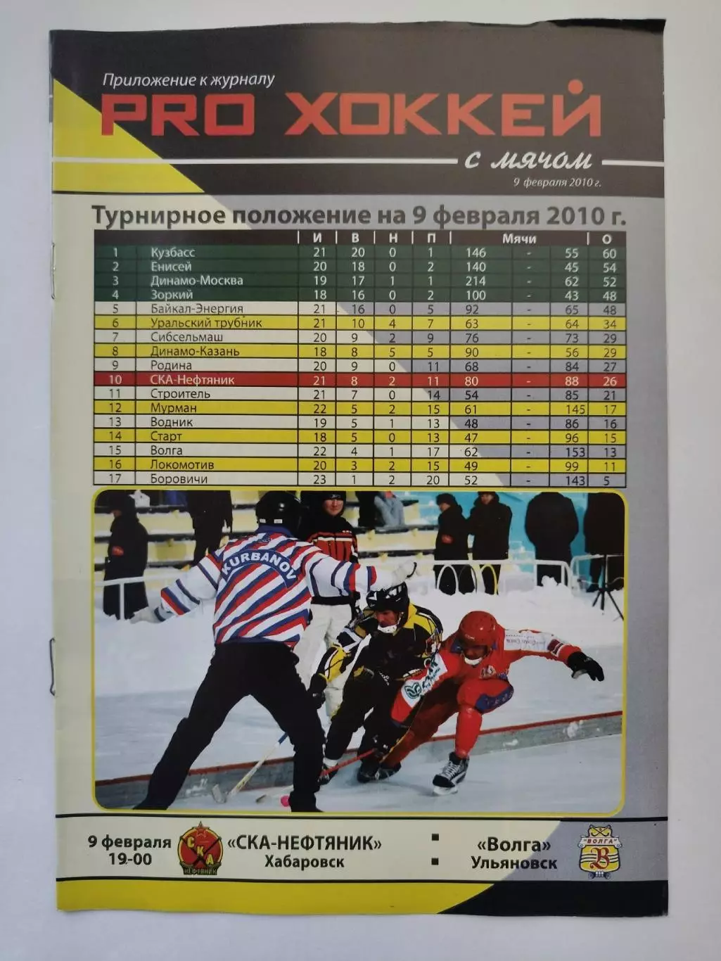 Хоккей с мячом. СКА-Нефтяник Хабаровск - Волга Ульяновск 9 февраля 2010