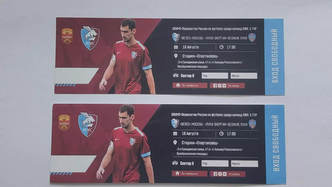 Билет. Велес Москва - Луки-Энергия Великие Луки 16 августа 2019