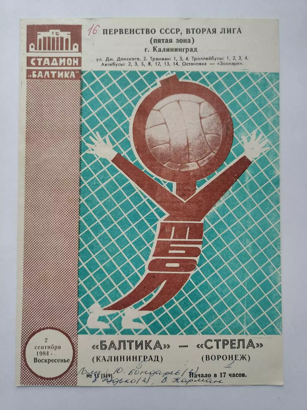 Балтика Калининград - Стрела Воронеж 1984