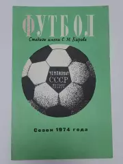 Футбол. Буклет Стадион С.М Кирова Ленинград 1974
