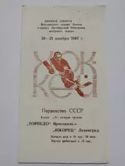 Торпедо Ярославль - Ижорец Ленинград 20/21 ноября 1980