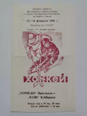 Торпедо Ярославль - Маяк Куйбышев 13/14 февраля 1981