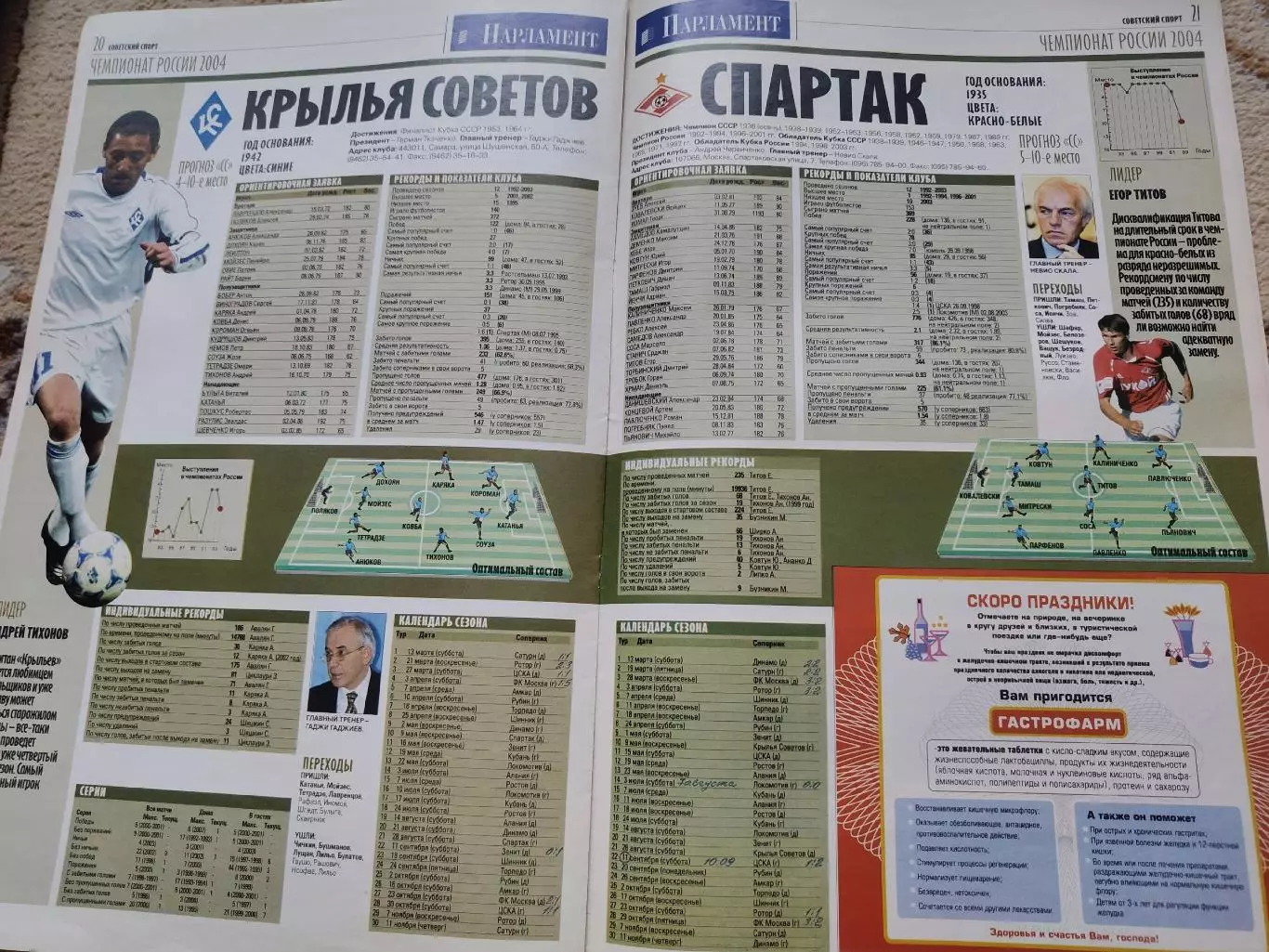 Спецвыпуск Советский спорт Все о чемпионате России 2004 постер Лоськов и ЦСКА 4