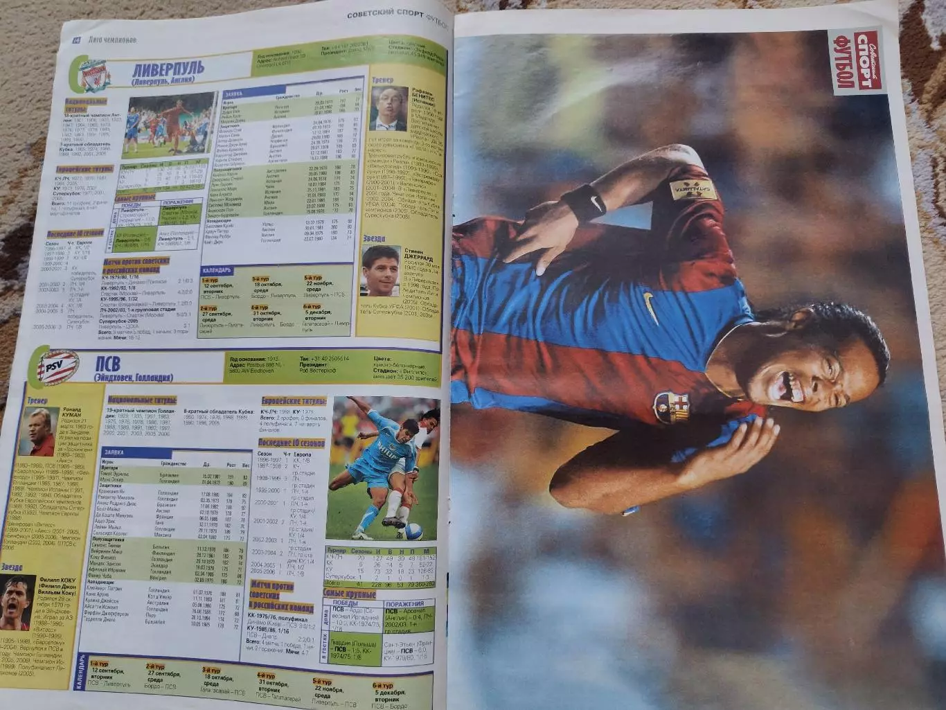 Спецвыпуск Советский спорт Лига Чемпионов 2006/07 постер Рональдиньо 3