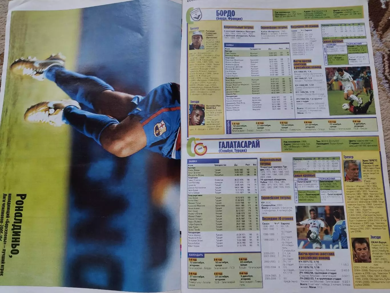 Спецвыпуск Советский спорт Лига Чемпионов 2006/07 постер Рональдиньо 5