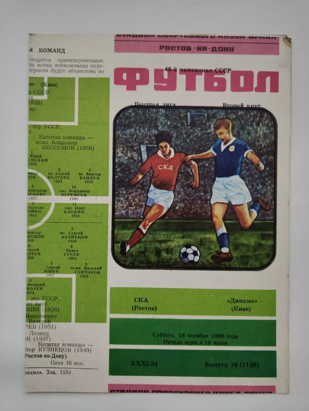 СКА Ростов-на-Дону - Динамо Киев 1980