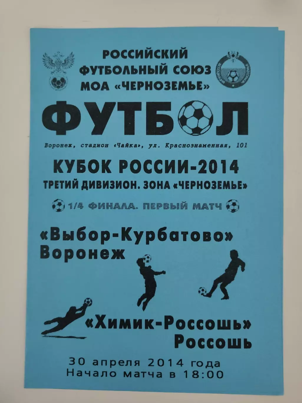 Выбор-Курбатово Воронеж - Химик Россошь 2014 Кубок МОА Черноземье