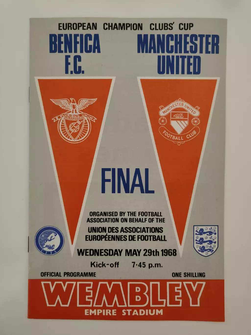 ФИНАЛ Бенфика Португалия - Манчестер Юнайтед Англия 1968 Кубок Чемпионов ИДЕАЛ