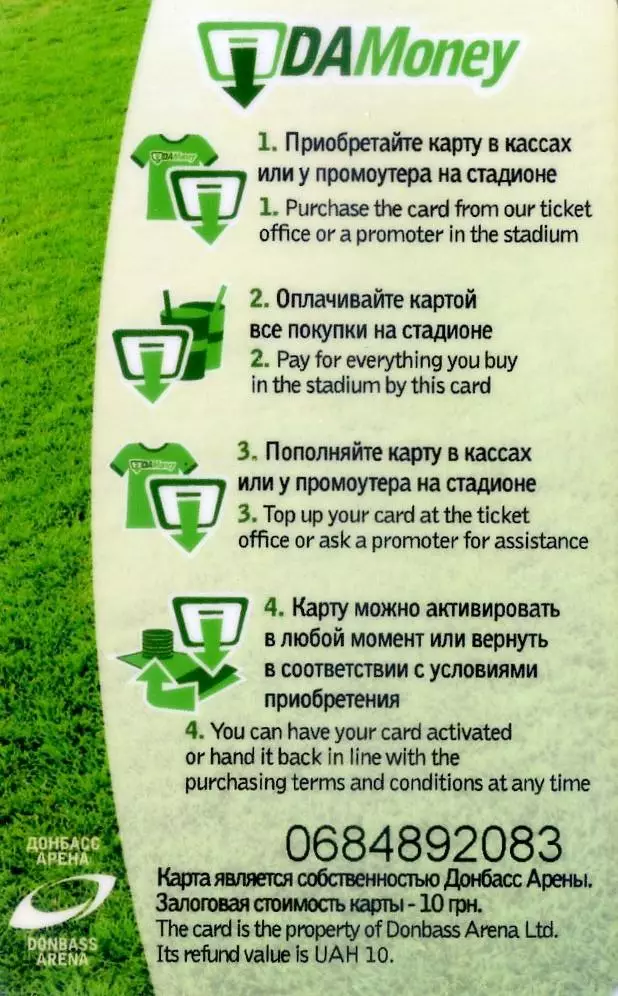 Карта платежная Шахтер Донецк Донбасс Арена - Срна Чигринский Илсиньо Виллиан 1