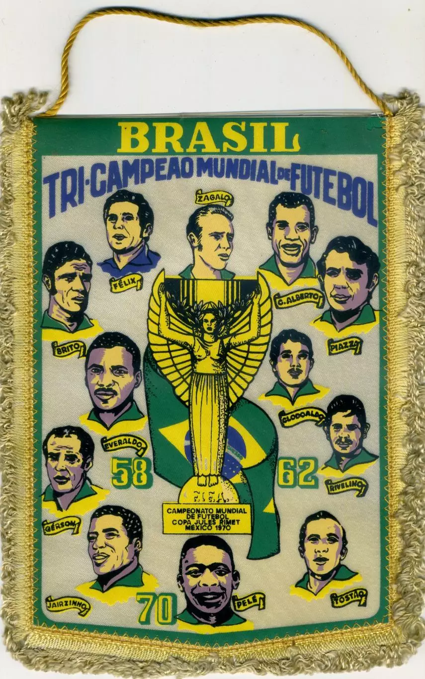 Вымпел Бразилия - Чемпионы Мира - Пеле Ривелино Тостао Жаирзиньо Феликс Загало