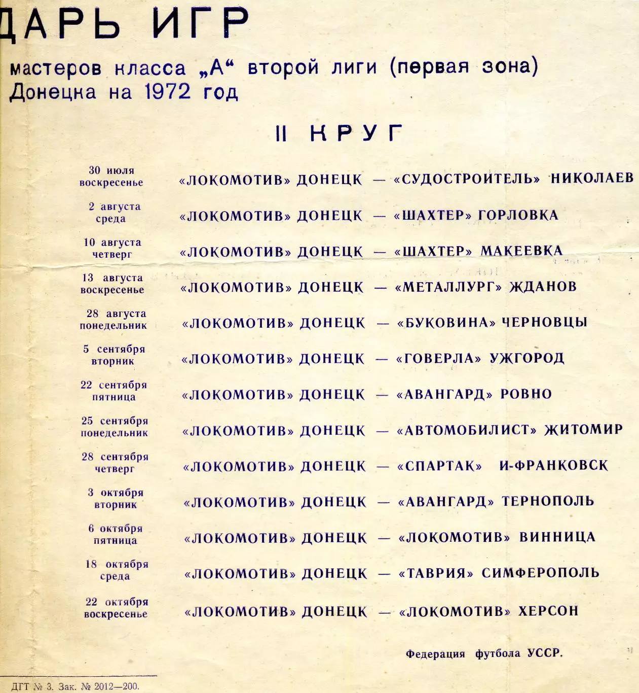 Локомотив Донецк Шахтер Кадиевка Химик Северодонецк Горловка Макеевка Луцк 1972 1