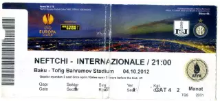 Нефтчи Баку Азербайджан - Интер Милан Италия 2012 Neftchi Baku Inter Milan Italy