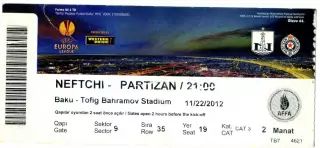 Нефтчи Баку Азербайджан - Партизан Сербия 2012 - Neftchi Baku Partizan Serbia