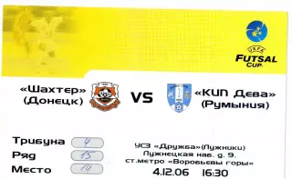 МФК Шахтер Донецк - КИП Дева Румыния - CIP Deva Romania - 4.12.2006 - Футзал