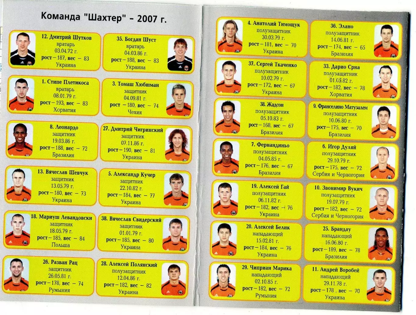 Шахтер Донецк - Календарь игр - 2007 1