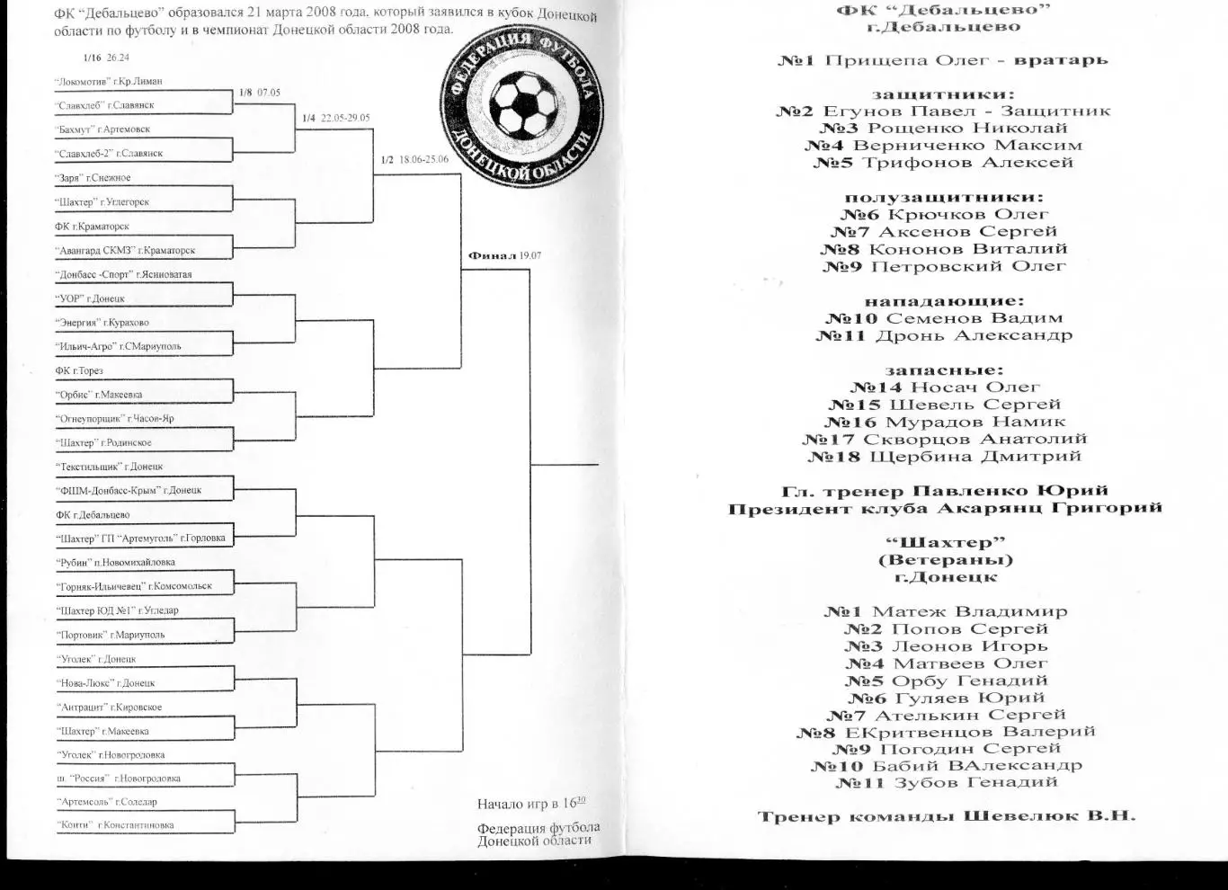ФК Дебальцево - Шахтер Донецк Ветераны - 20.04.2008 1