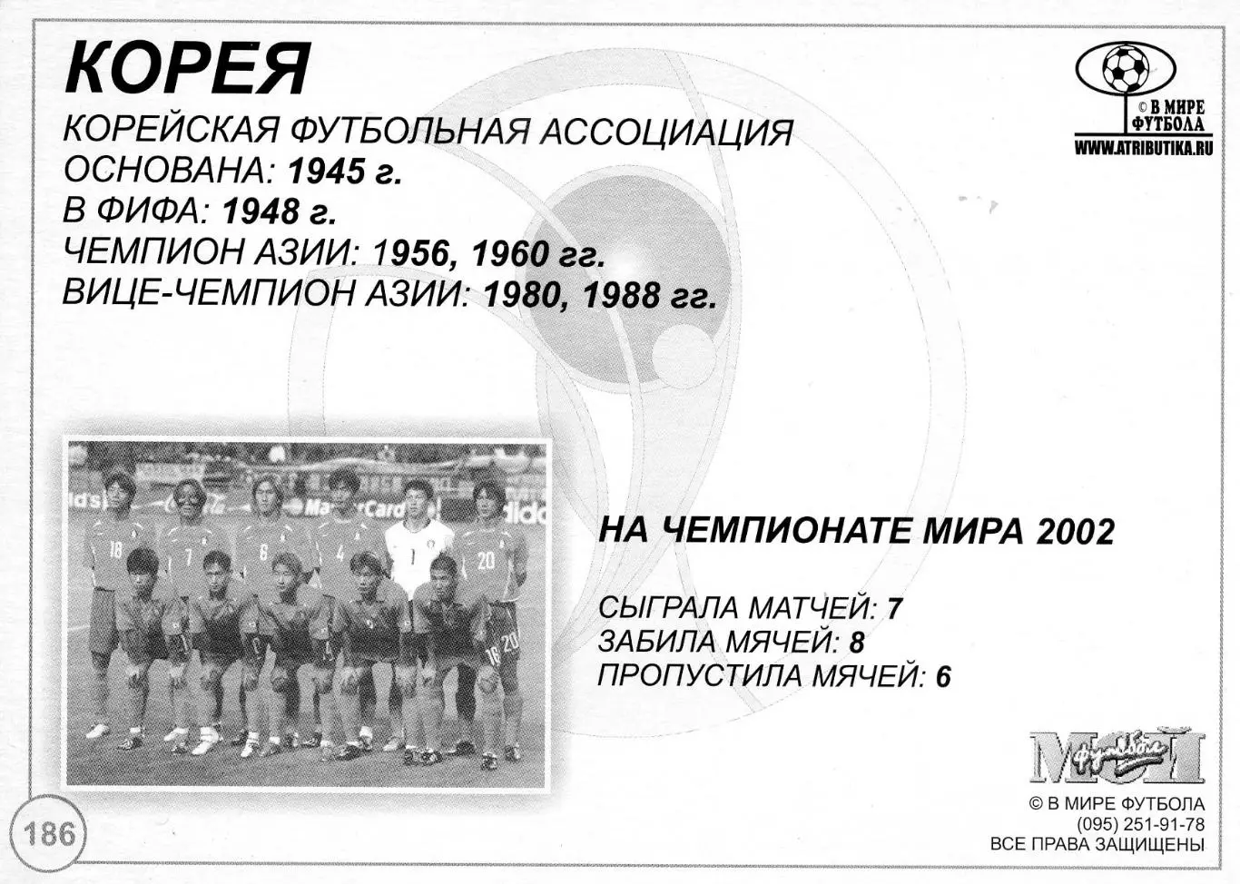 Открытка Япония Japan - Сборная - Мой Футбол - World Cup 2002 1