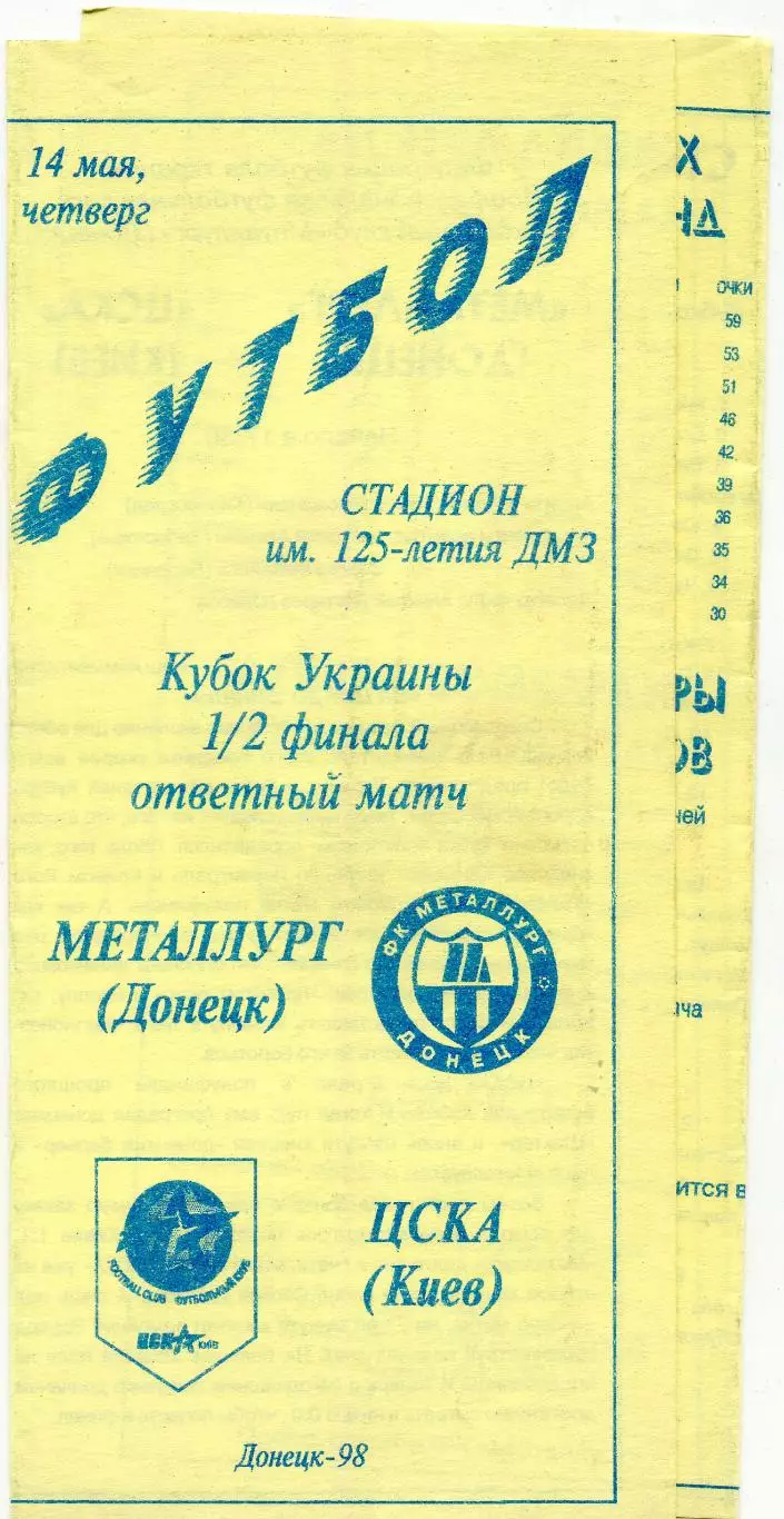 Металлург Донецк - ЦСКА Киев - 14.05.1998 - Кубок Украины1/2 финала