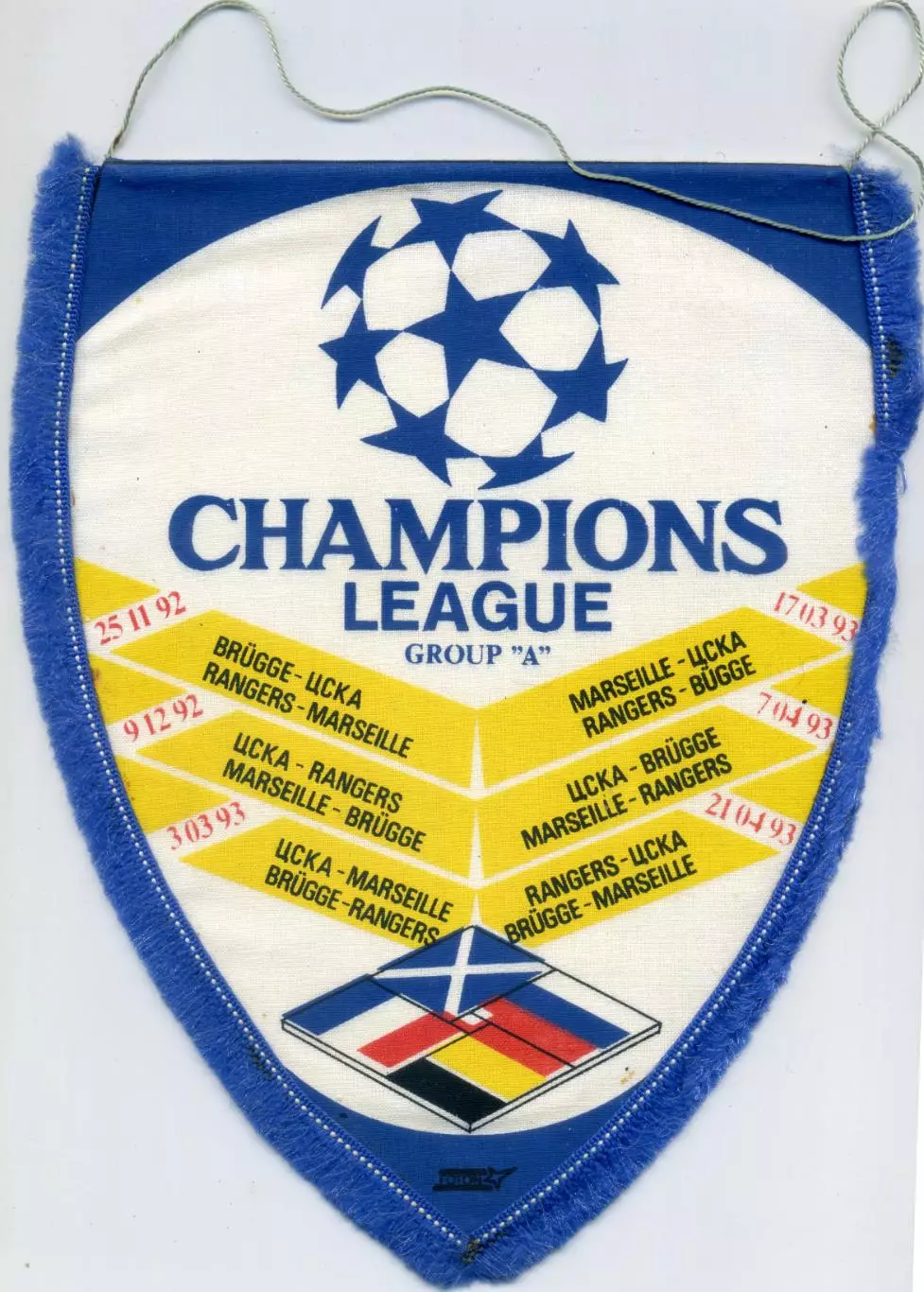 Вымпел Лига Чемпионов 1992-1993 - ЦСКА Москва Брюгге Глазго Рейнджерс Олимпик ОМ 1