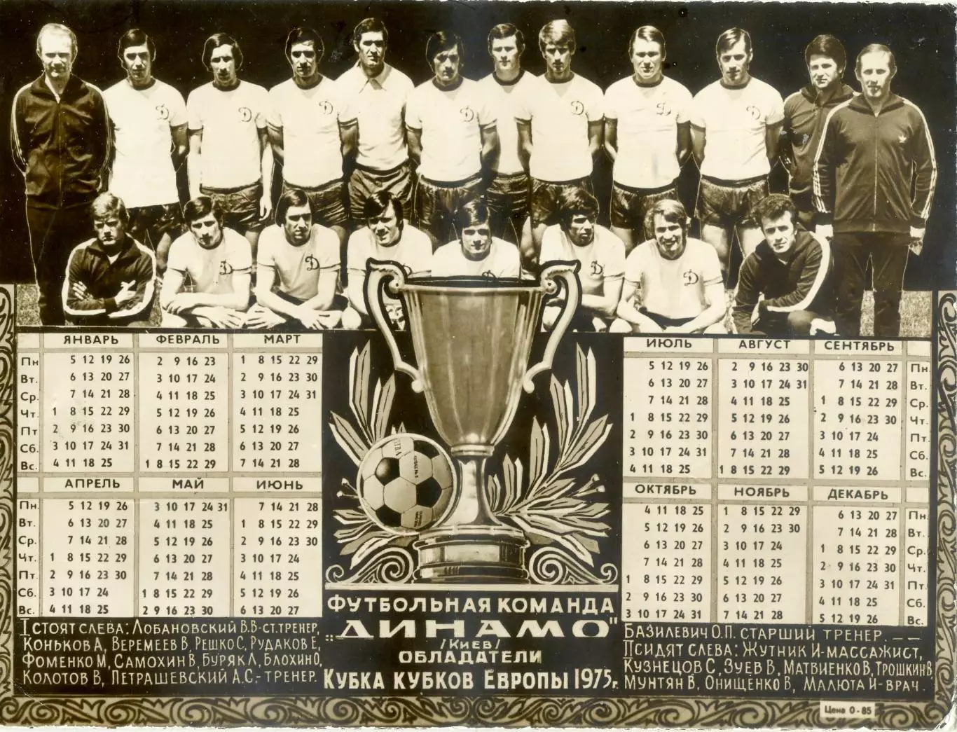 Динамо Киев 1975 - оригинальное советское фото на картонной основе