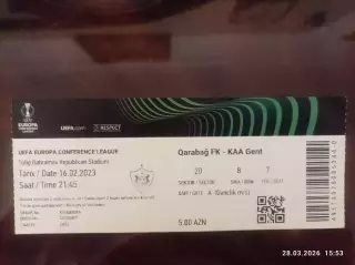 Билет Карабах Азербайджан - Гент Бельгия KAA Gent Belgium 2023 - Идеал