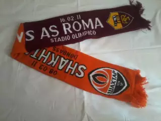 Шарф Шахтер Донецк - Рома Рим Италия 2011 Лига Чемпионов - НОВЫЙ - AS Roma Italy