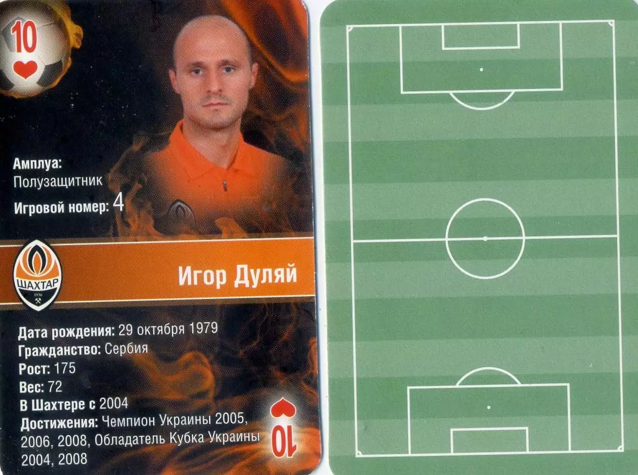 Карта - Карточка - Футбол - Игор Дуляй - Шахтер Донецк - Сербия